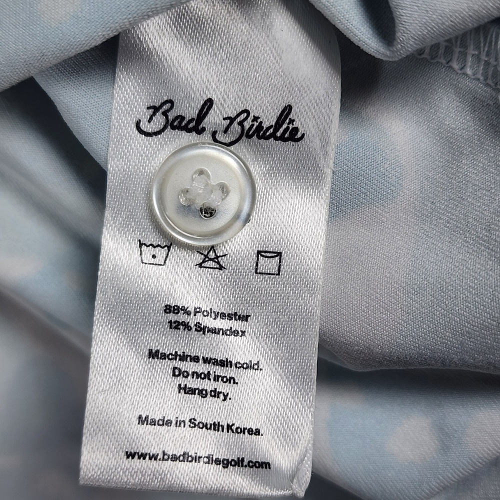 Bad Birdie Golf Polo Mens Large Teal Abstract Performance Stretch Excellent - Picture 7 of 10